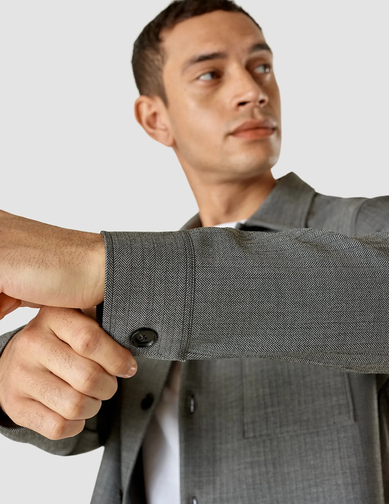 Heavy Edition Transitional Overshirt Grey Herringbone