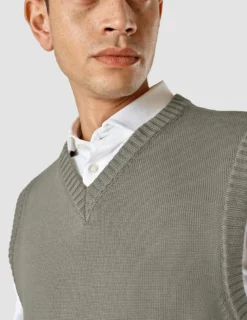 Heavy Knit Vest Stone Green