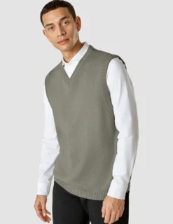 Heavy Knit Vest Stone Green