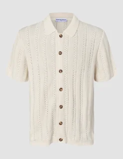 Hollow Knit Shirt Off White