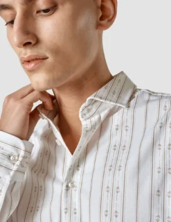 Lightweight Classic Shirt Earth Stripe Slim