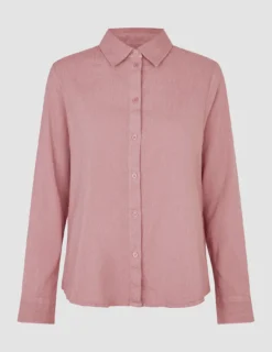 Linen Set Dusty Cerise Long Sleeved Shirt & Relaxed Pants