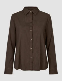 Linen Set Espresso Long Sleeved Shirt & Relaxed Shorts