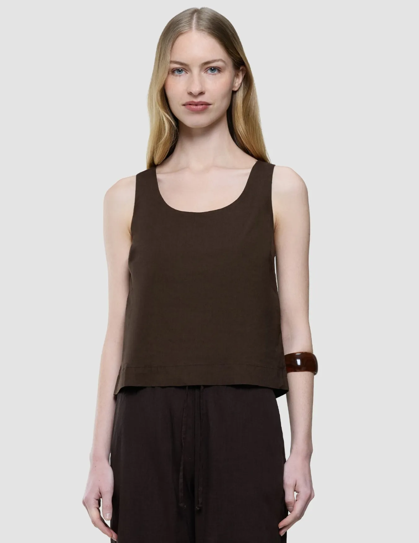 linen set espresso top relaxed pants