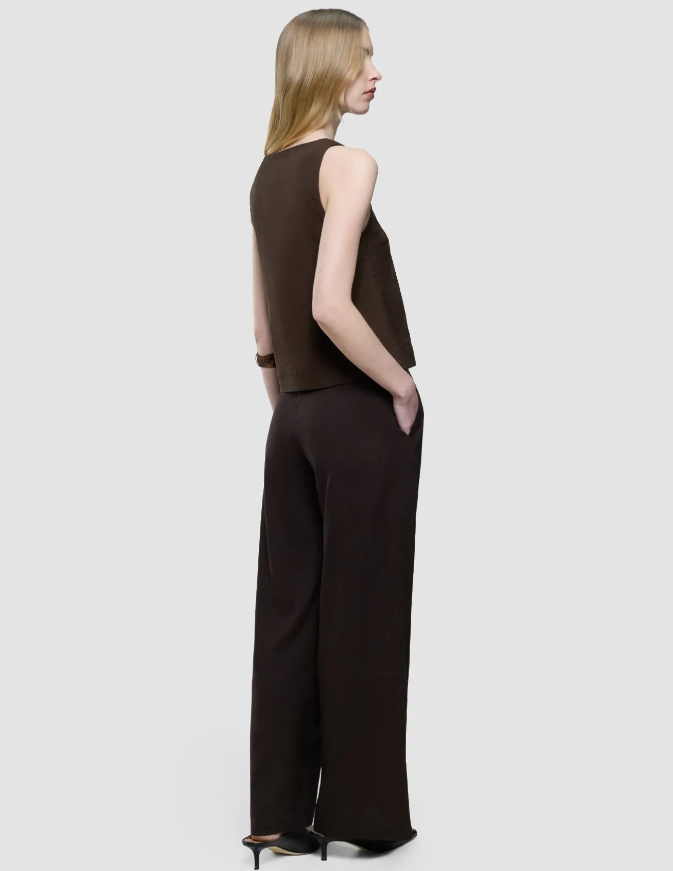 linen set espresso top relaxed pants
