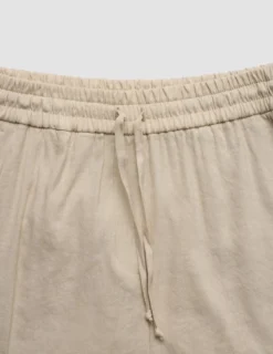 Linen Set Sandy Beige Long Sleeved Shirt & Relaxed Shorts