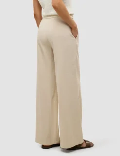 Linen Set Sandy Beige Short Sleeved Shirt & Relaxed Pants