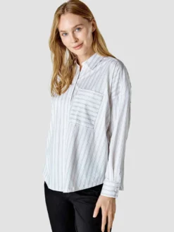 Oversized Long Sleeve Shirt Halo Stripes Latte