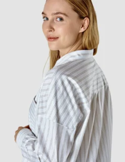 Oversized Long Sleeve Shirt Halo Stripes Latte