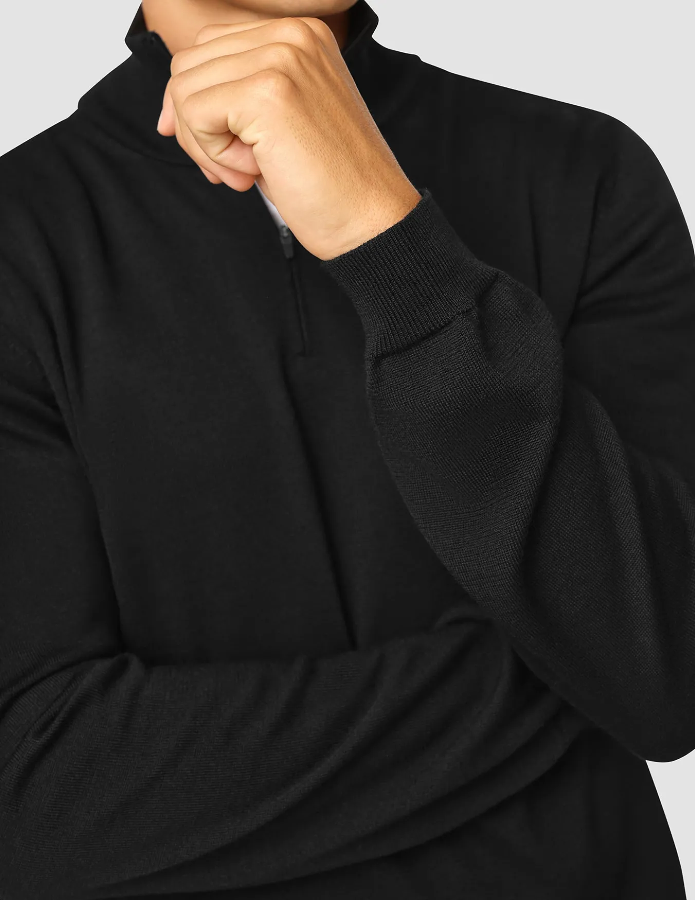 Premium Merino Half Zip Black