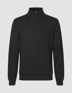 Premium Merino Half Zip Black