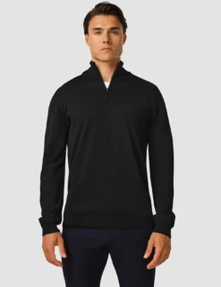 Premium Merino Half Zip Black