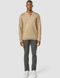 Premium Merino Long Sleeve Polo Sahara