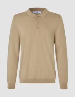 Premium Merino Long Sleeve Polo Sahara