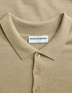 Premium Merino Long Sleeve Polo Sahara