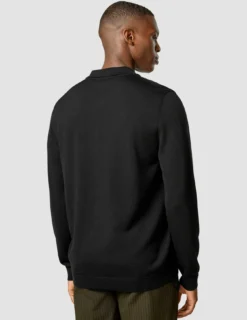 Premium Merino Long Sleeve Polo Black