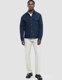 Refine Cotton Shirt Jacket Navy