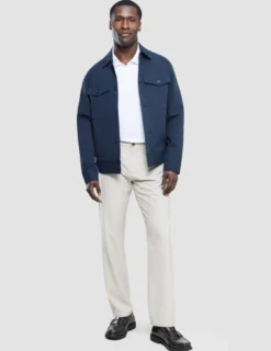 Refine Cotton Shirt Jacket Navy