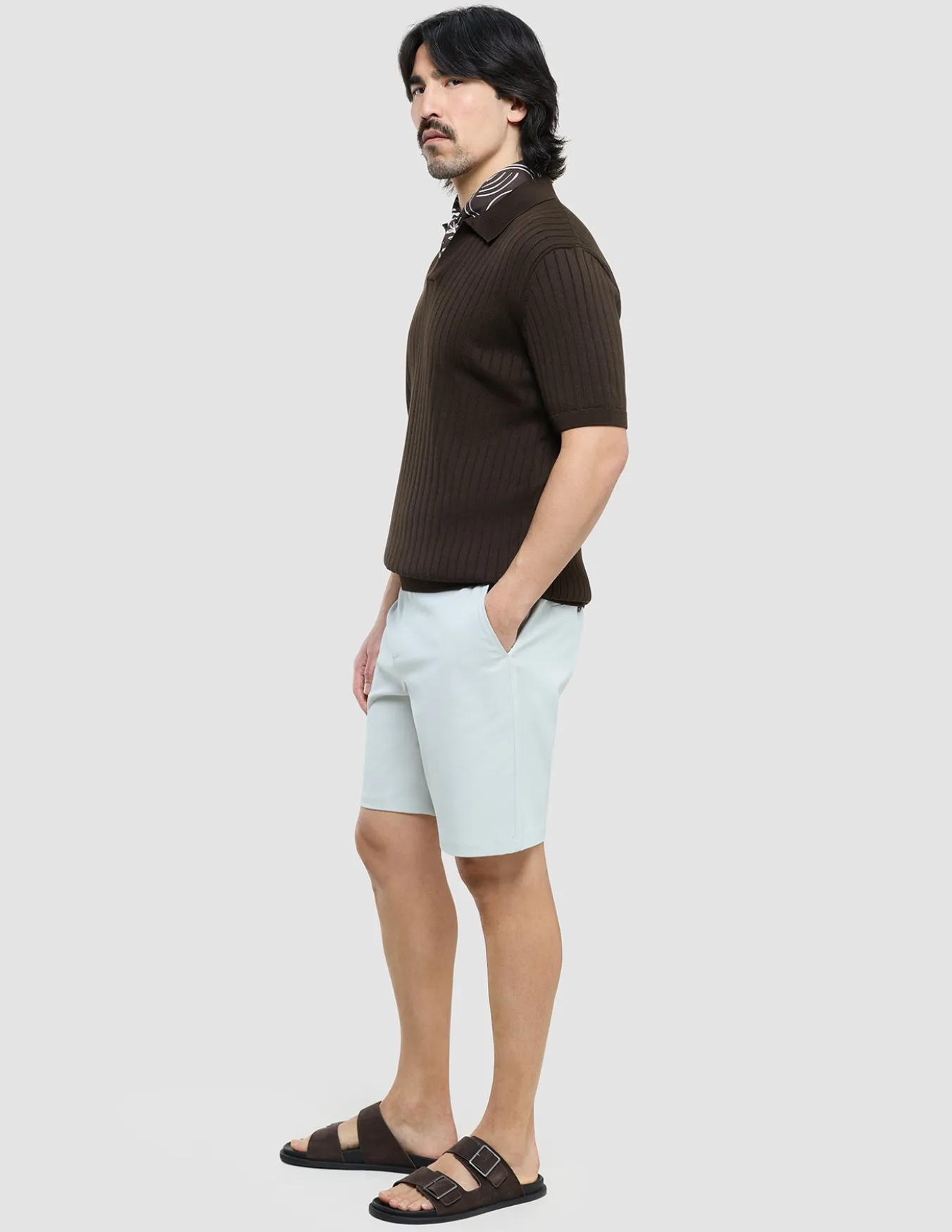 Refine Cotton Shorts Mint Grey