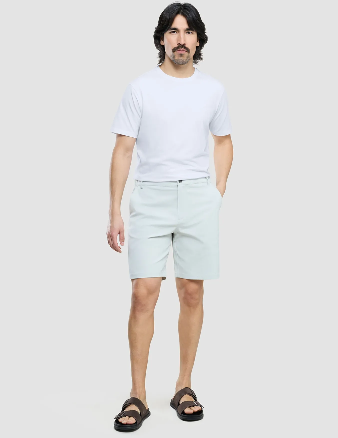 Refine Cotton Shorts Mint Grey