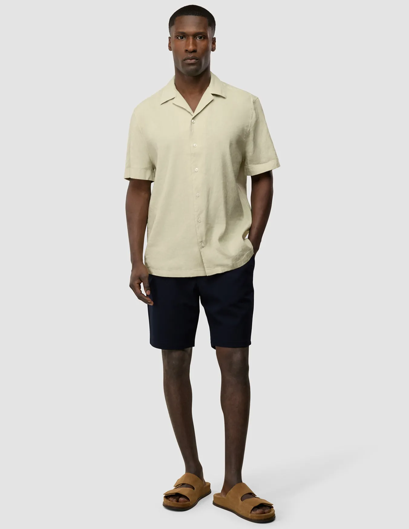 Refined Linen Bowling Short Sleeve Shirt Soft Sand