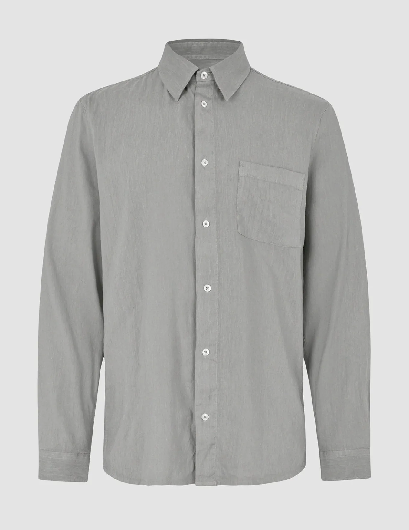 Refined Linen Long Sleeve Shirt Stone Grey