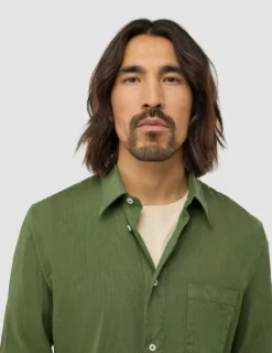 Refined Linen Long Sleeve Shirt Clover Green
