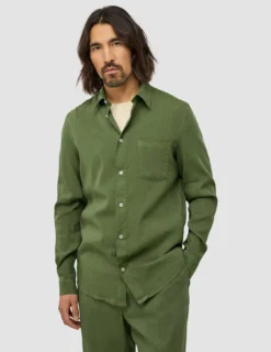 Refined Linen Long Sleeve Shirt Clover Green