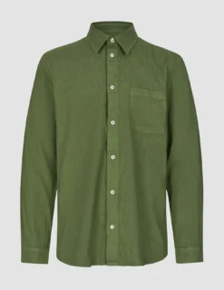 Refined Linen Long Sleeve Shirt Clover Green