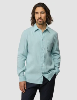 Refined Linen Long Sleeve Shirt Sky Blue