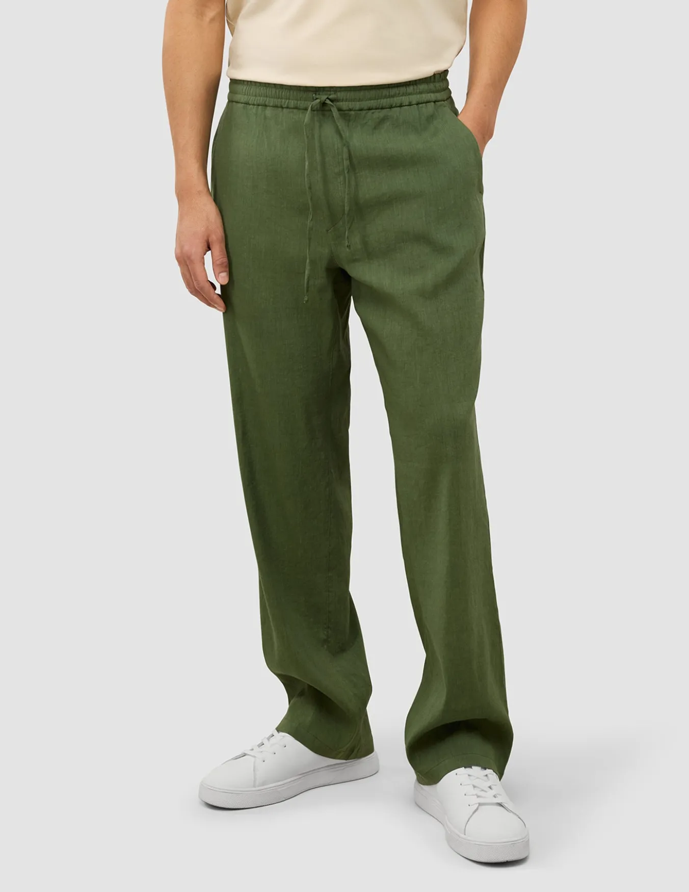 Refined Linen Pants Clover Green