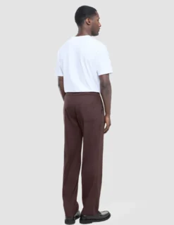 Refined Linen Pants Dark Brown