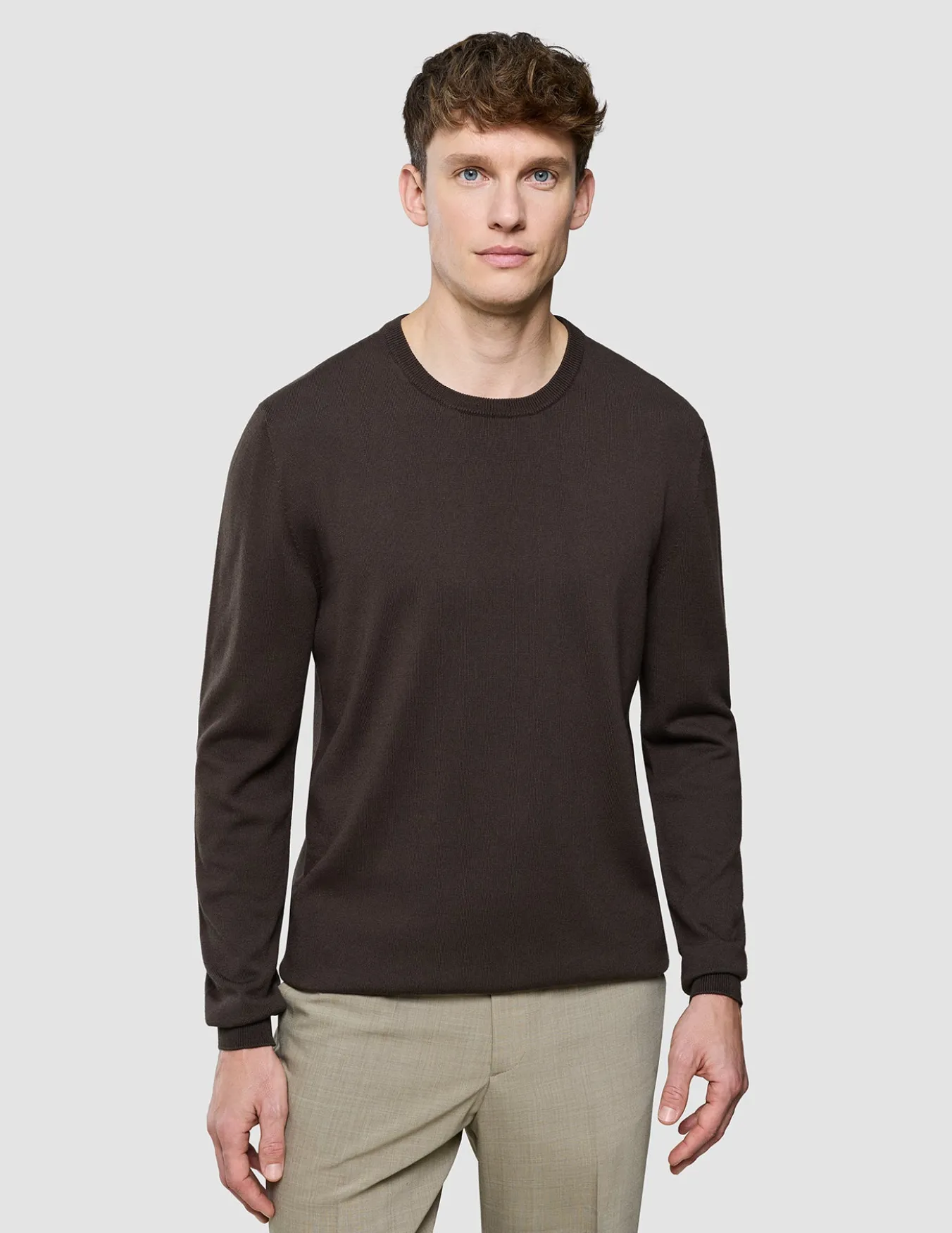 Seamless Core Knit Crewneck Dark Brown