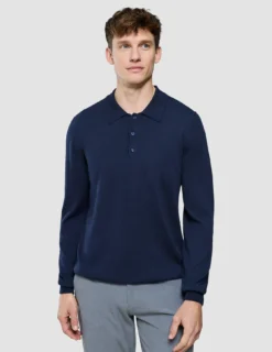 Seamless Core Knit Long Sleeve Polo Dark Navy
