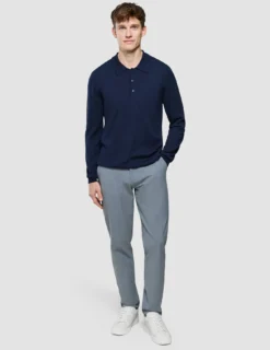 Seamless Core Knit Long Sleeve Polo Dark Navy