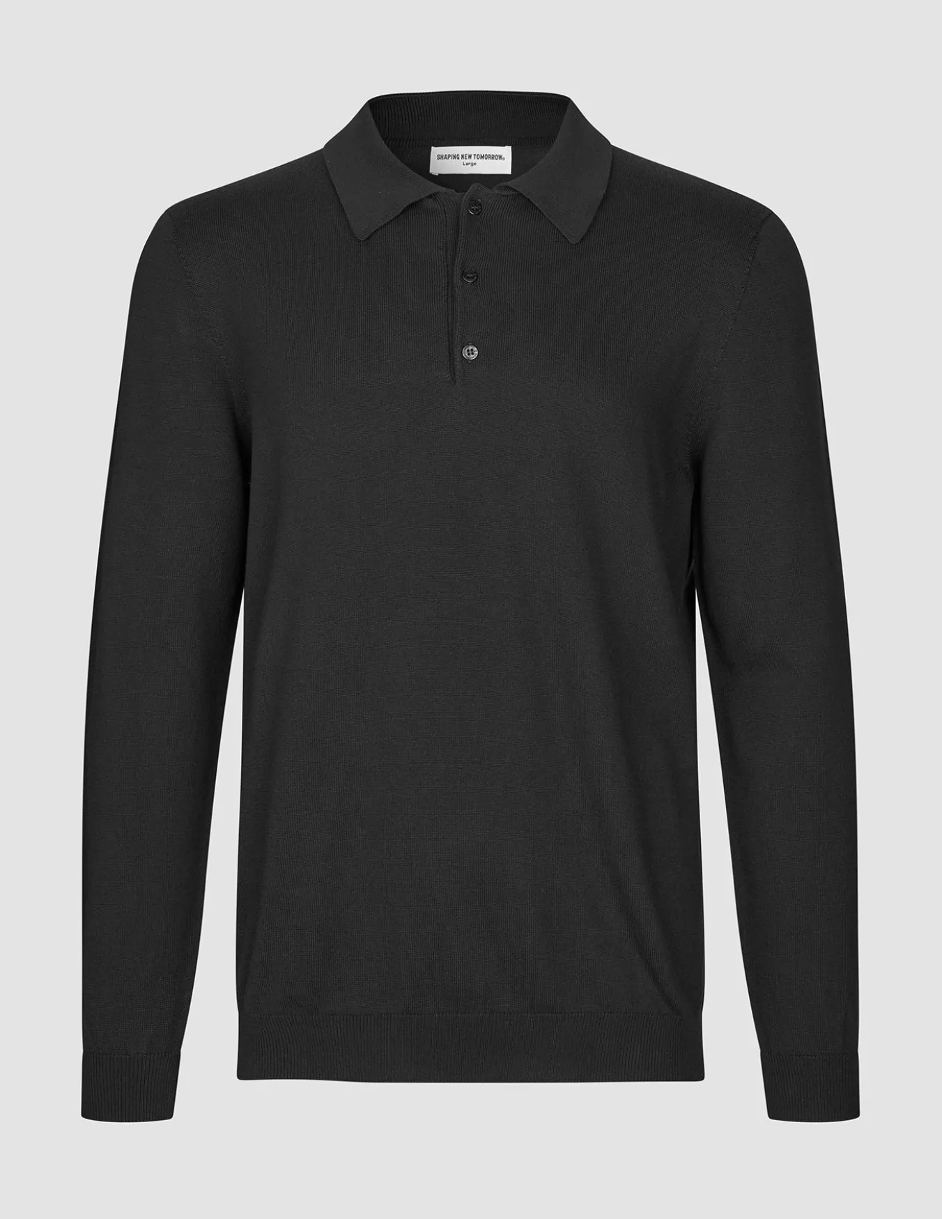 Seamless Core Knit Long Sleeve Polo Black