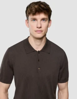 Seamless Core Knit Short Sleeve Polo Dark Brown