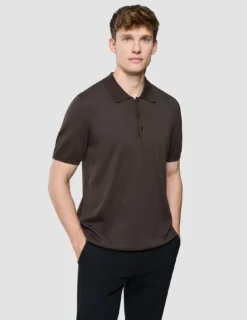 Seamless Core Knit Short Sleeve Polo Dark Brown
