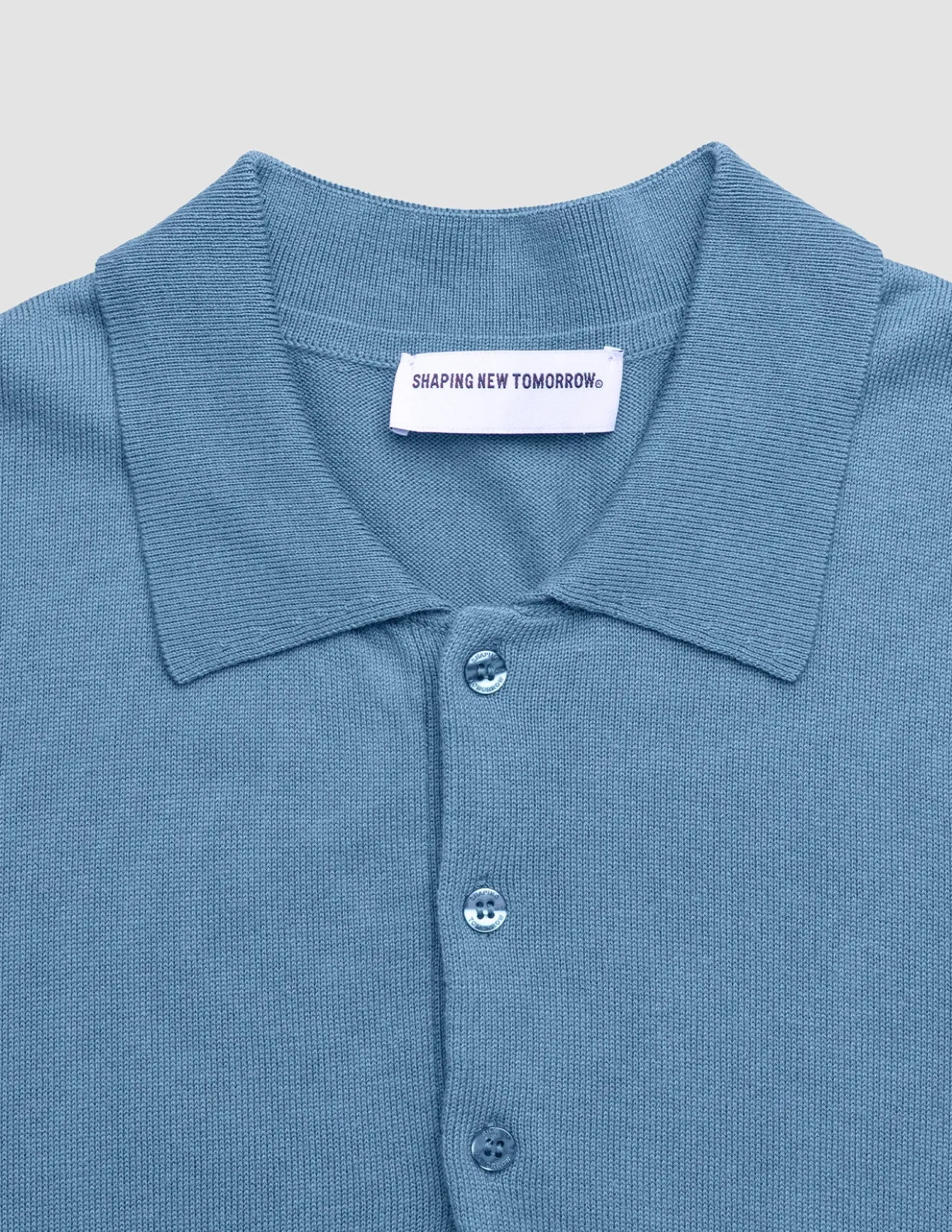 Seamless Core Knit Short Sleeve Polo Blue Tide