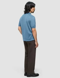 Seamless Core Knit Short Sleeve Polo Blue Tide
