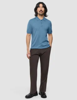 Seamless Core Knit Short Sleeve Polo Blue Tide