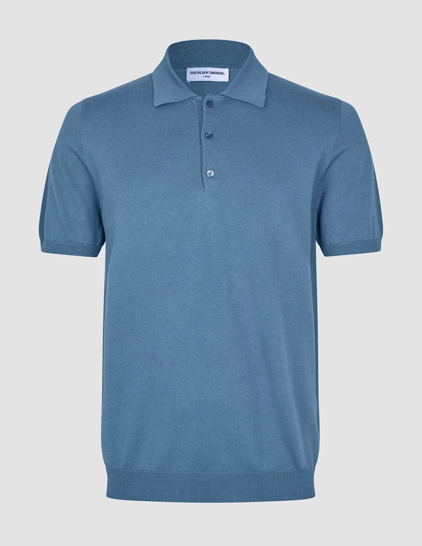 Seamless Core Knit Short Sleeve Polo Blue Tide