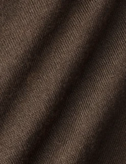 Seamless Premium Merino Knit Crewneck Saddle Brown
