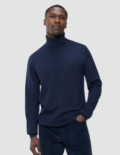 Seamless Premium Merino Knit Turtleneck Dark Navy