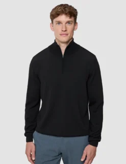 Seamless Premium Merino Knit Half Zip Black