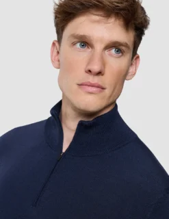 Seamless Premium Merino Knit Half Zip Dark Navy