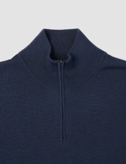 Seamless Premium Merino Knit Half Zip Dark Navy