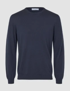 Seamless Premium Merino Knit Crewneck Dark Navy
