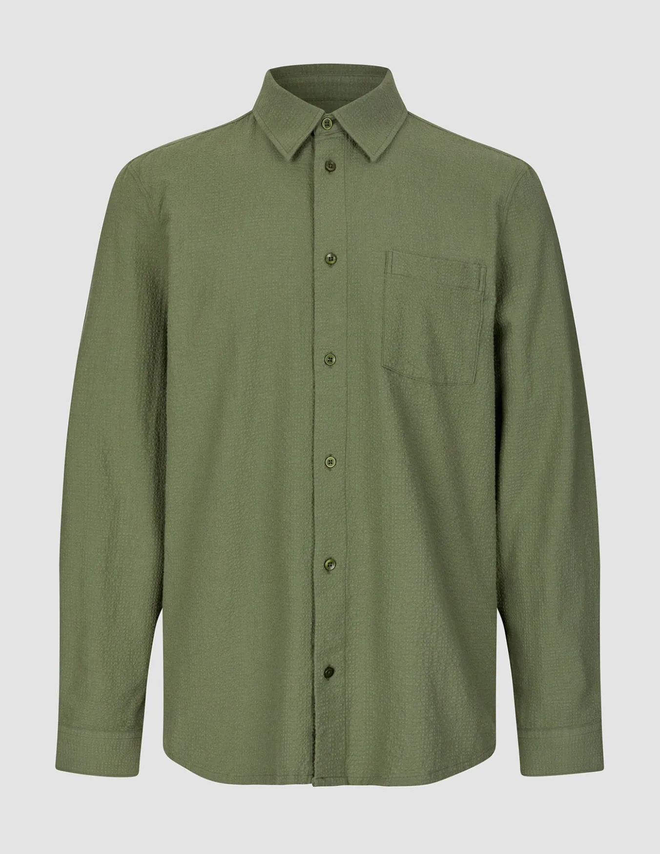 Seersucker Casual Shirt Clover Green