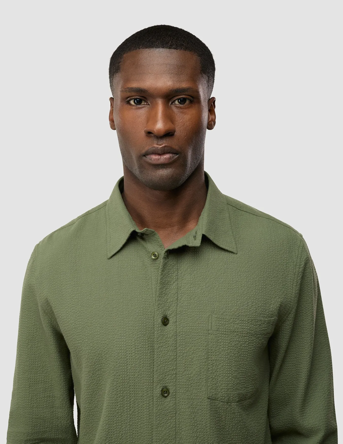 Seersucker Casual Shirt Clover Green